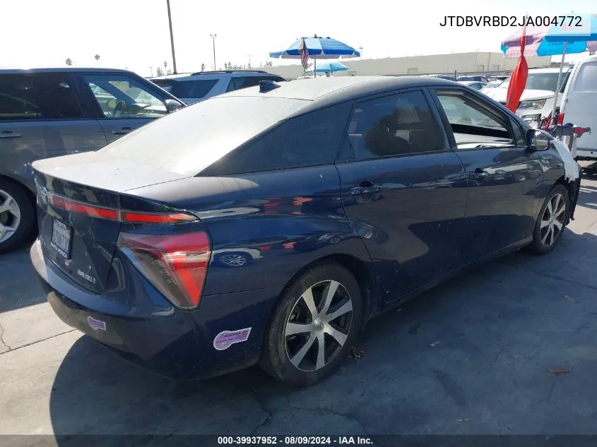 2018 Toyota Mirai VIN: JTDBVRBD2JA004772 Lot: 39937952