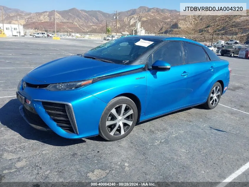 2018 Toyota Mirai VIN: JTDBVRBD0JA004320 Lot: 40084240