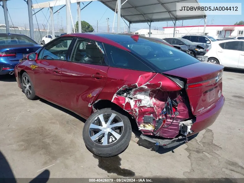 2018 Toyota Mirai VIN: JTDBVRBD5JA004412 Lot: 40426079