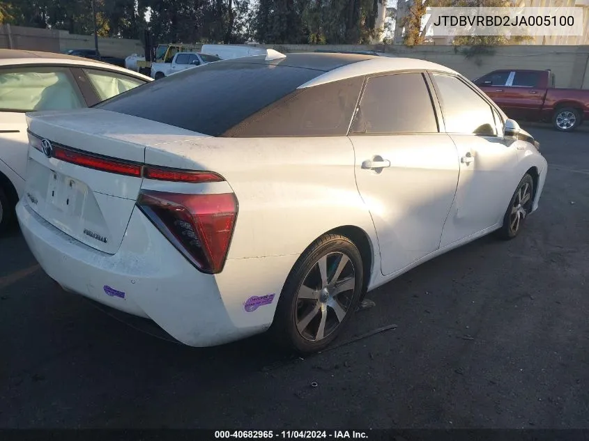 2018 Toyota Mirai VIN: JTDBVRBD2JA005100 Lot: 40682965