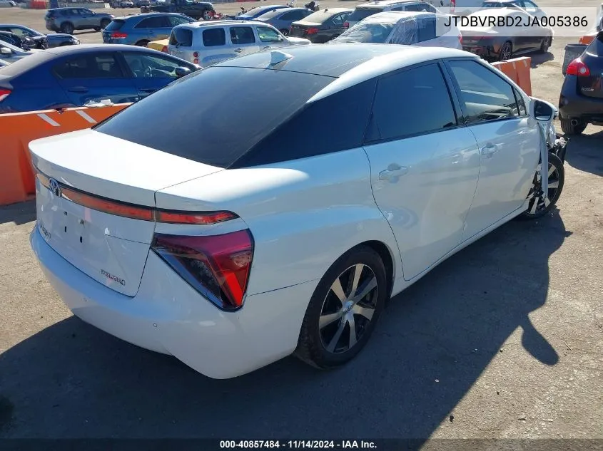 2018 Toyota Mirai VIN: JTDBVRBD2JA005386 Lot: 40857484