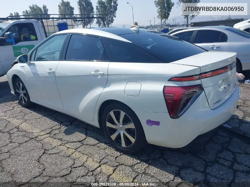 2019 Toyota Mirai VIN: JTDBVRBD8KA006950 Lot: 40438254