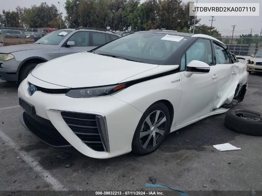 2019 Toyota Mirai VIN: JTDBVRBD2KA007110 Lot: 39832213