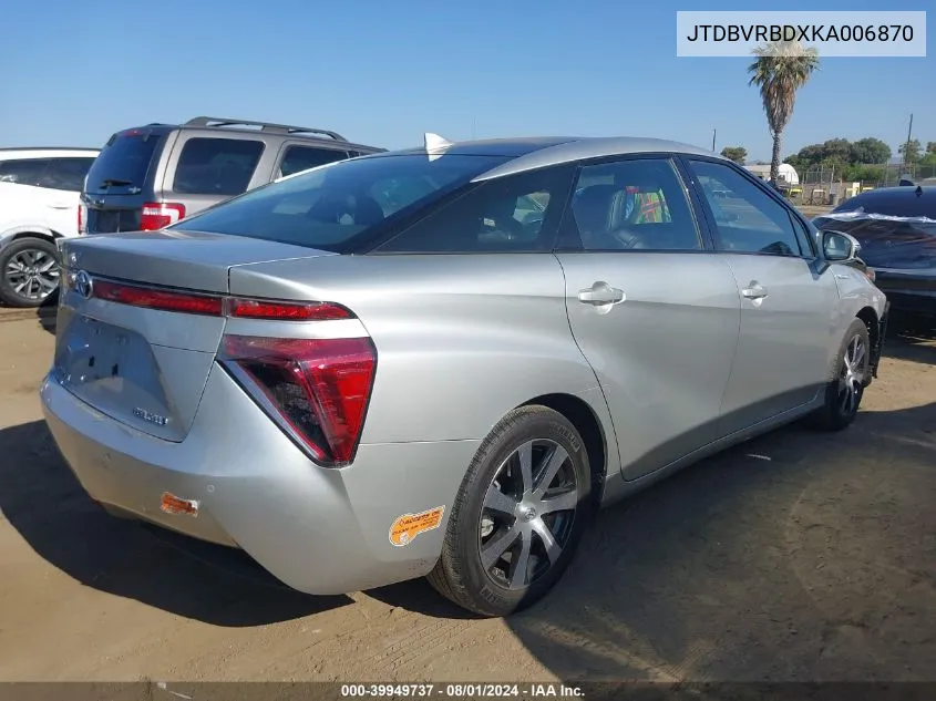 2019 Toyota Mirai VIN: JTDBVRBDXKA006870 Lot: 39949737