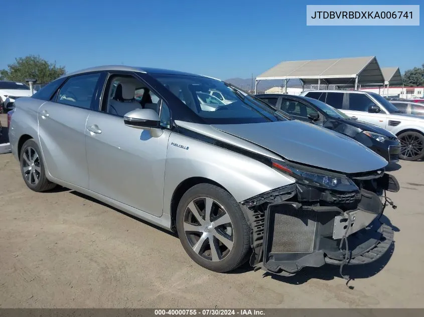 JTDBVRBDXKA006741 2019 Toyota Mirai