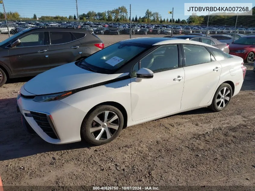 2019 Toyota Mirai VIN: JTDBVRBD4KA007268 Lot: 40526750