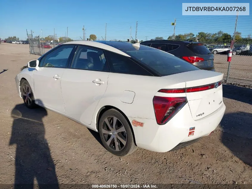 2019 Toyota Mirai VIN: JTDBVRBD4KA007268 Lot: 40526750