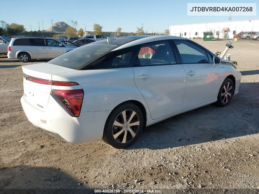 2019 Toyota Mirai VIN: JTDBVRBD4KA007268 Lot: 40526750