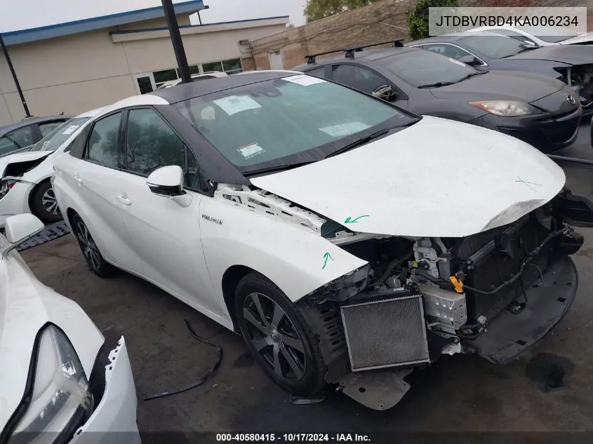 2019 Toyota Mirai VIN: JTDBVRBD4KA006234 Lot: 40580415