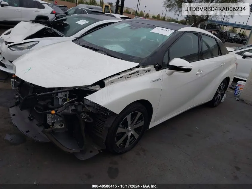 2019 Toyota Mirai VIN: JTDBVRBD4KA006234 Lot: 40580415