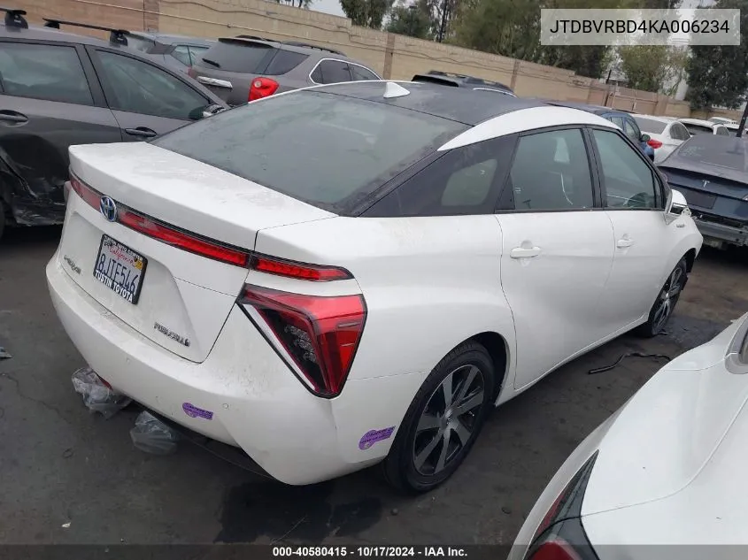 2019 Toyota Mirai VIN: JTDBVRBD4KA006234 Lot: 40580415