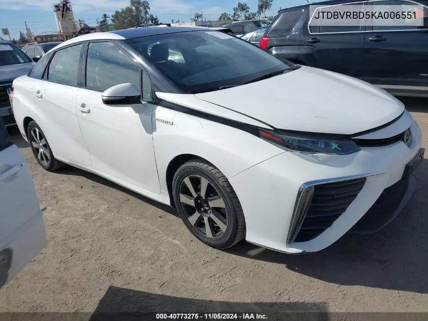 2019 Toyota Mirai VIN: JTDBVRBD5KA006551 Lot: 40773275