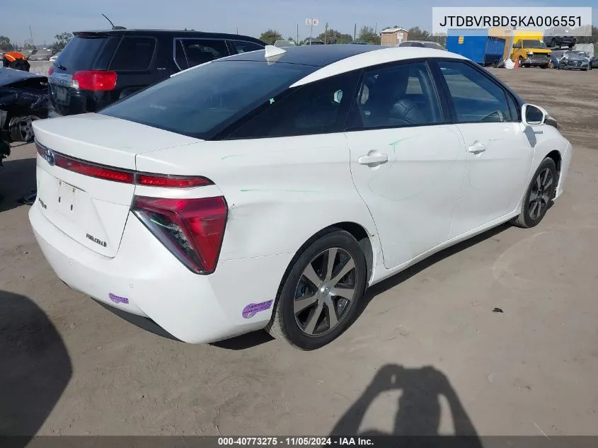 2019 Toyota Mirai VIN: JTDBVRBD5KA006551 Lot: 40773275