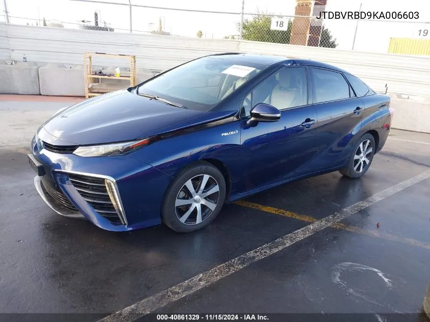 2019 Toyota Mirai VIN: JTDBVRBD9KA006603 Lot: 40861329