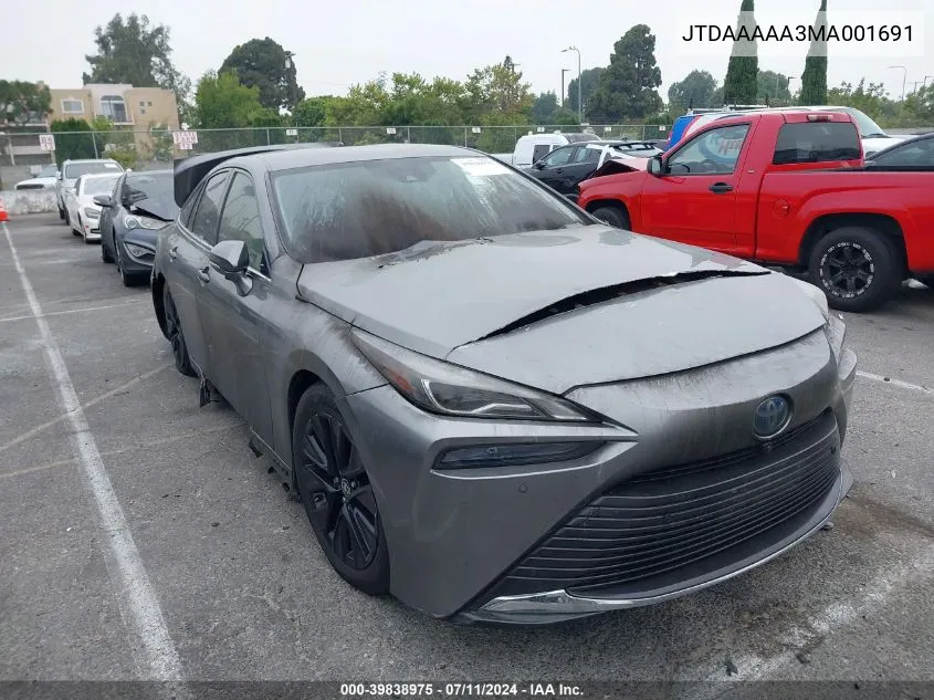 2021 Toyota Mirai Xle VIN: JTDAAAAA3MA001691 Lot: 39838975