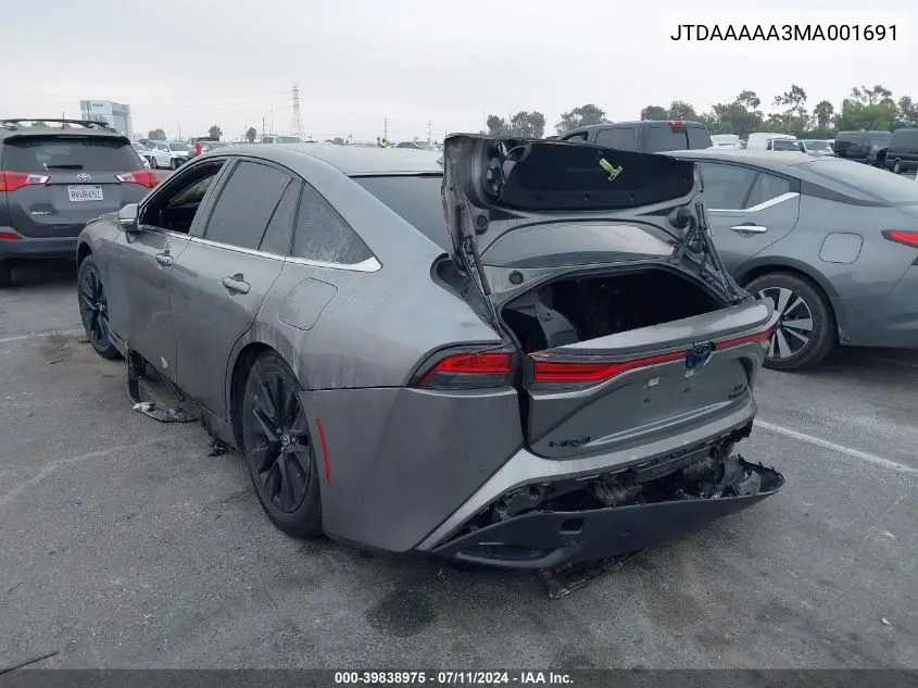 JTDAAAAA3MA001691 2021 Toyota Mirai Xle