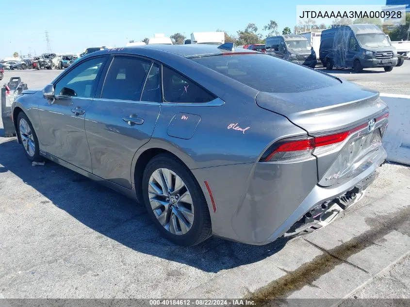 JTDAAAAA3MA000928 2021 Toyota Mirai Xle