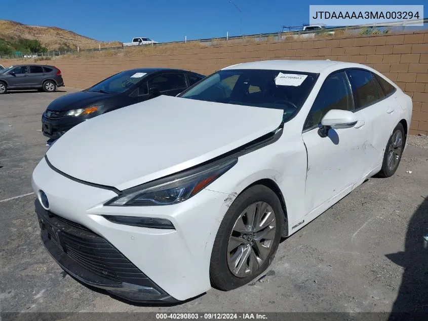 2021 Toyota Mirai Xle/Limited VIN: JTDAAAAA3MA003294 Lot: 40290803