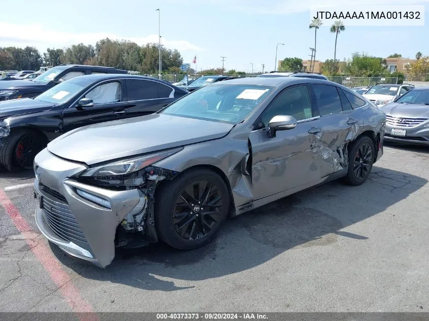 2021 Toyota Mirai Xle VIN: JTDAAAAA1MA001432 Lot: 40373373