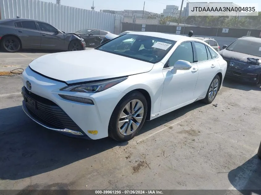 2022 Toyota Mirai Xle VIN: JTDAAAAA3NA004835 Lot: 39961295