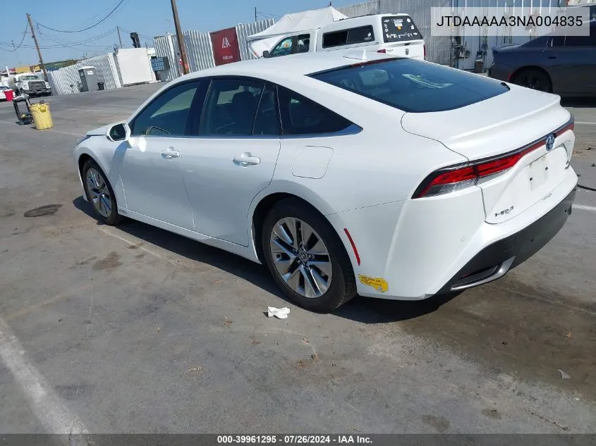 2022 Toyota Mirai Xle VIN: JTDAAAAA3NA004835 Lot: 39961295