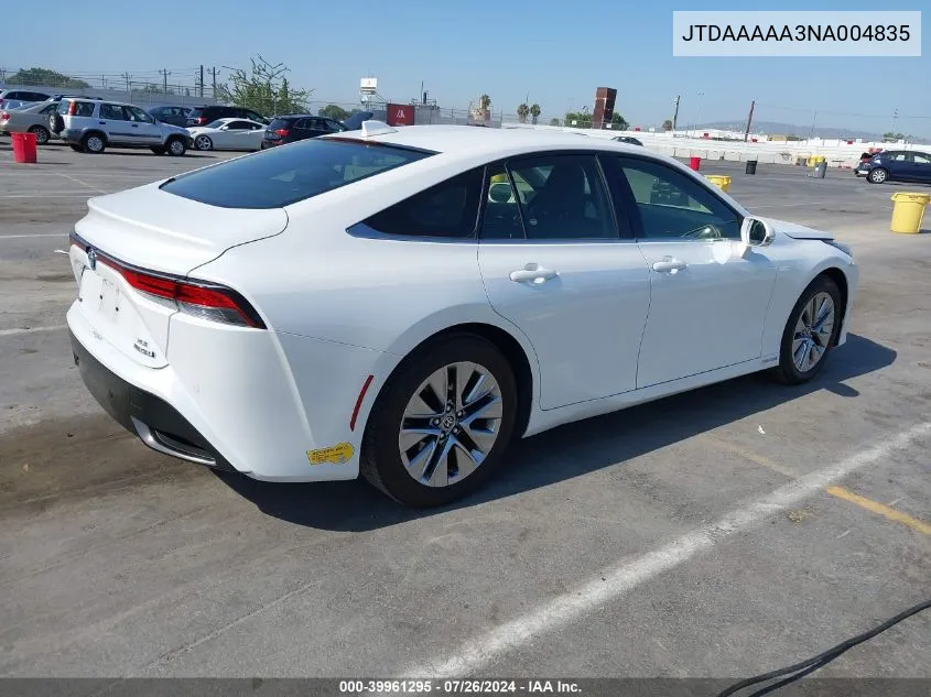 2022 Toyota Mirai Xle VIN: JTDAAAAA3NA004835 Lot: 39961295