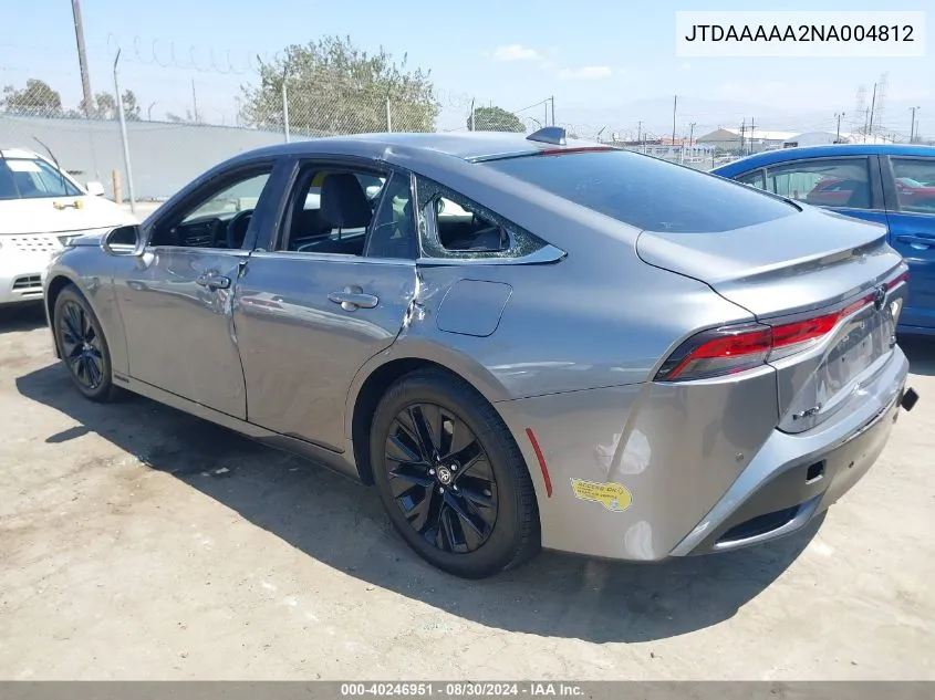 JTDAAAAA2NA004812 2022 Toyota Mirai Xle