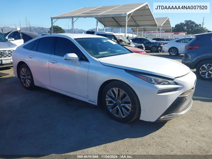 2022 Toyota Mirai Xle VIN: JTDAAAAA4NA007520 Lot: 40761846