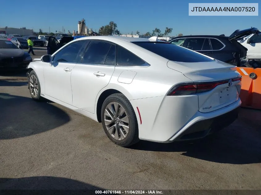 2022 Toyota Mirai Xle VIN: JTDAAAAA4NA007520 Lot: 40761846