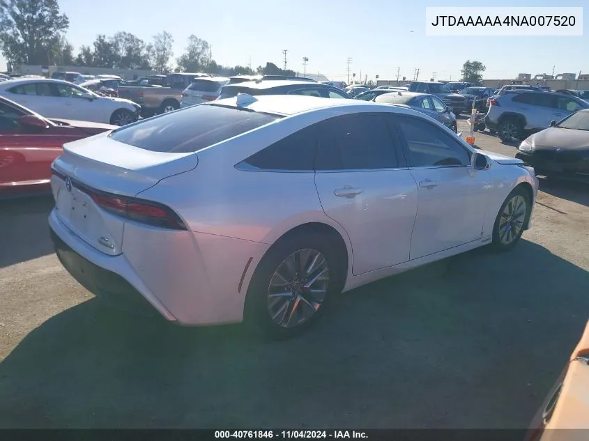 2022 Toyota Mirai Xle VIN: JTDAAAAA4NA007520 Lot: 40761846