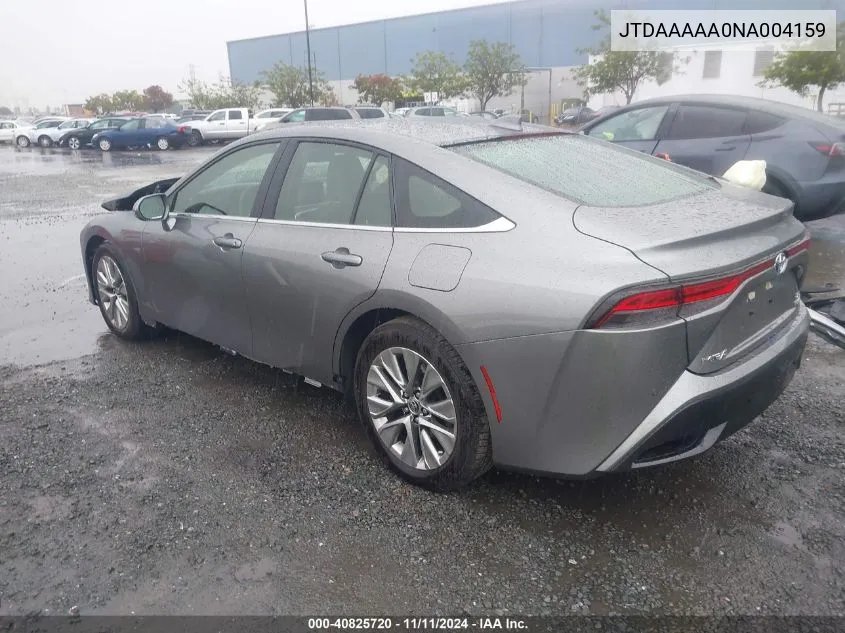 2022 Toyota Mirai Xle VIN: JTDAAAAA0NA004159 Lot: 40825720