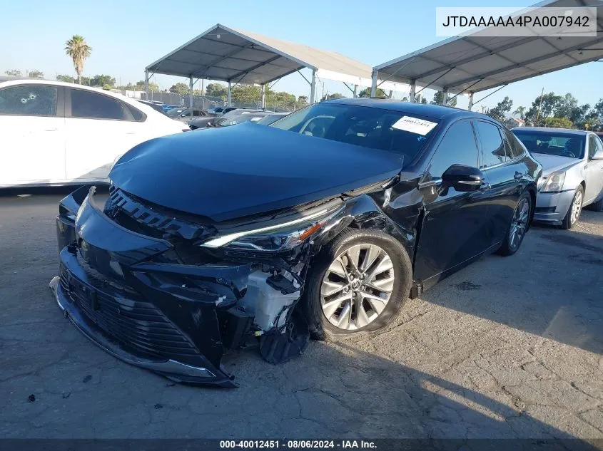 2023 Toyota Mirai Xle VIN: JTDAAAAA4PA007942 Lot: 40012451