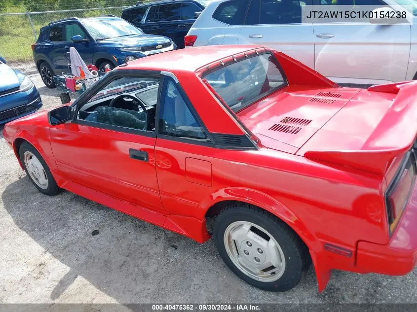 1989 Toyota Mr2 VIN: JT2AW15C1K0154238 Lot: 40475362