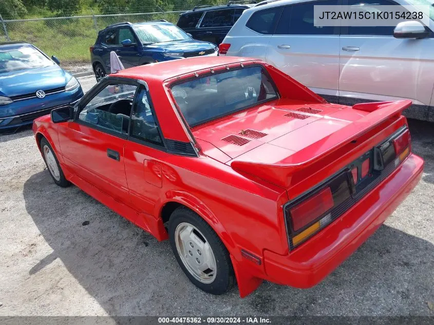 1989 Toyota Mr2 VIN: JT2AW15C1K0154238 Lot: 40475362