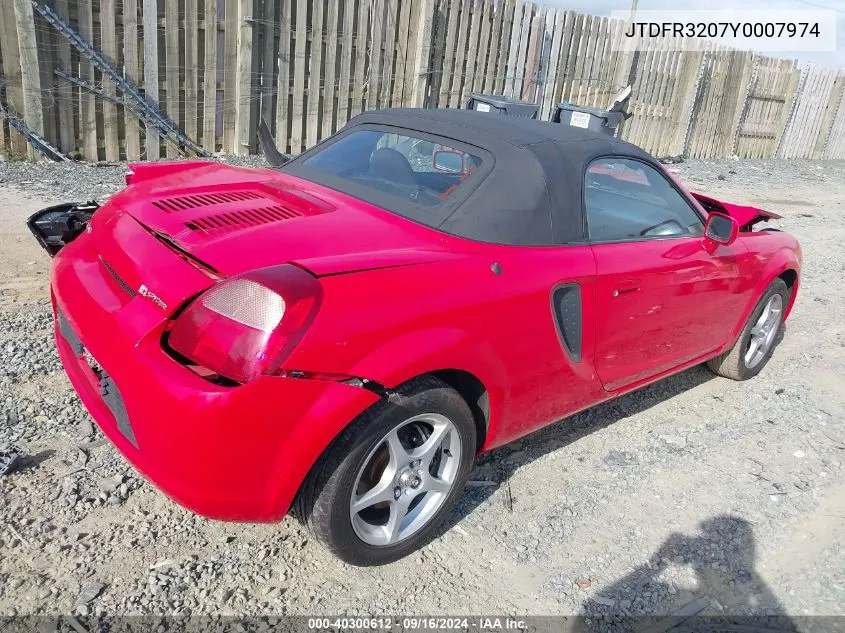 2000 Toyota Mr2 Spyder VIN: JTDFR3207Y0007974 Lot: 40300612