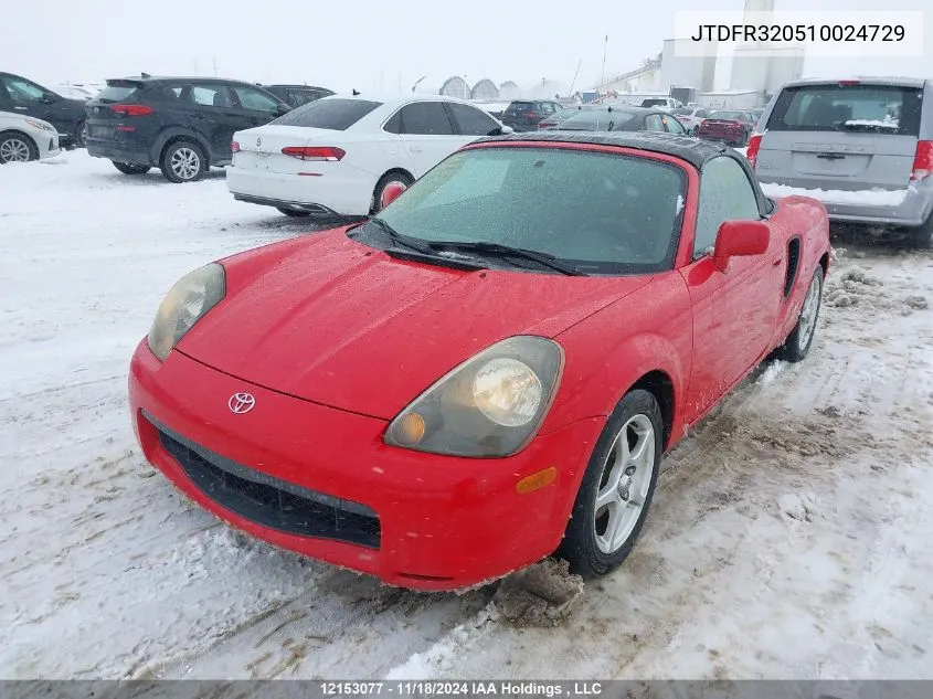 2001 Toyota Mr2 Spyder VIN: JTDFR320510024729 Lot: 12153077