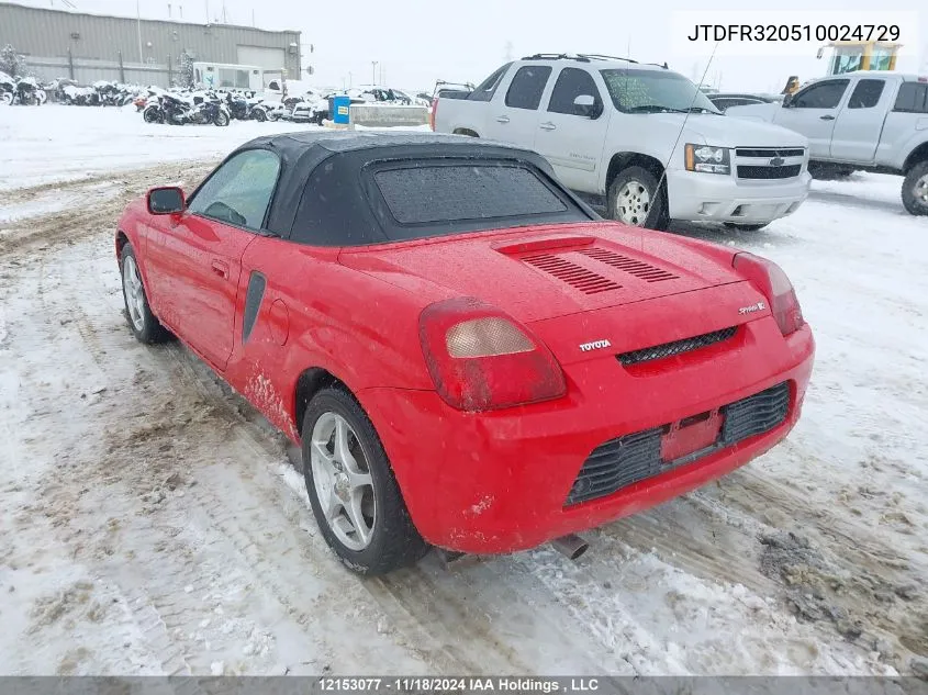 2001 Toyota Mr2 Spyder VIN: JTDFR320510024729 Lot: 12153077