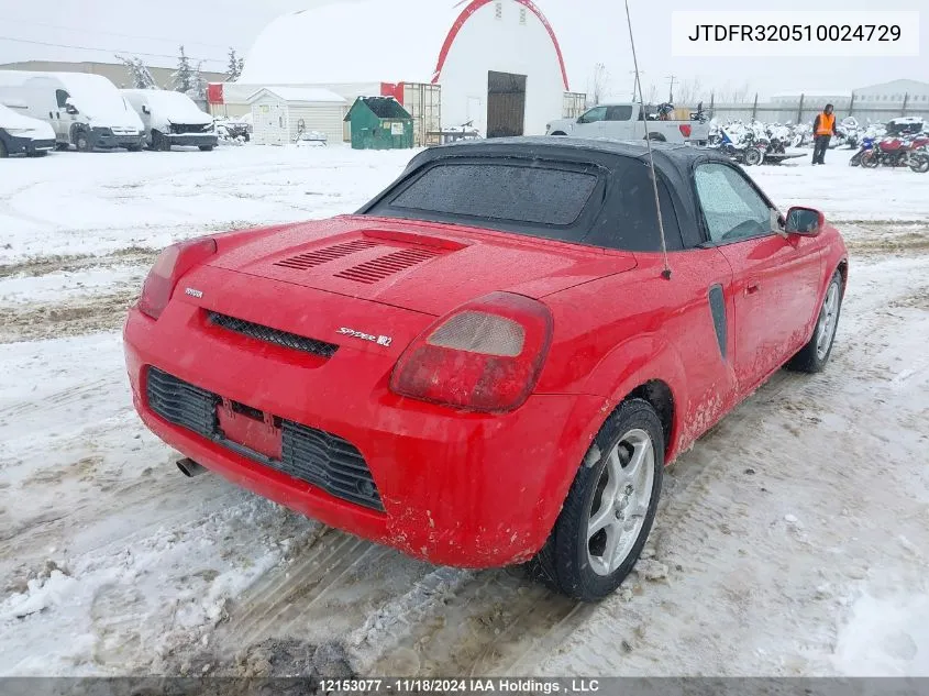 2001 Toyota Mr2 Spyder VIN: JTDFR320510024729 Lot: 12153077