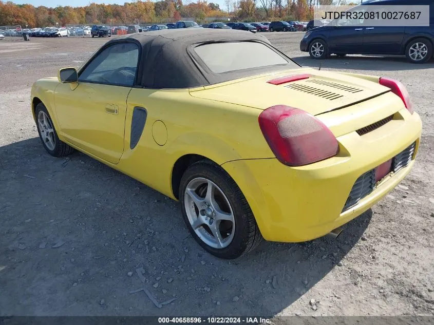 2001 Toyota Mr2 Spyder VIN: JTDFR320810027687 Lot: 40658596