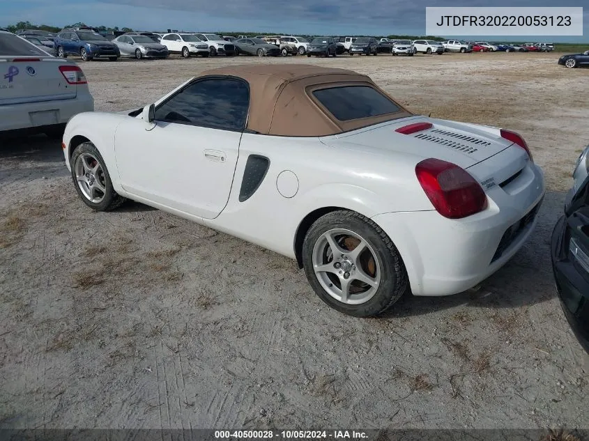 2002 Toyota Mr2 Spyder VIN: JTDFR320220053123 Lot: 40500028