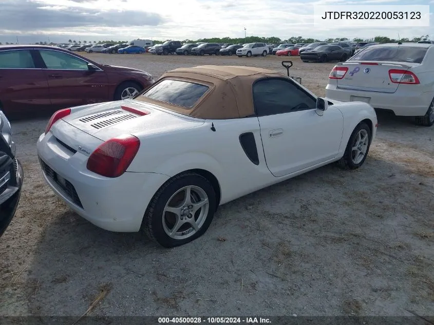 2002 Toyota Mr2 Spyder VIN: JTDFR320220053123 Lot: 40500028