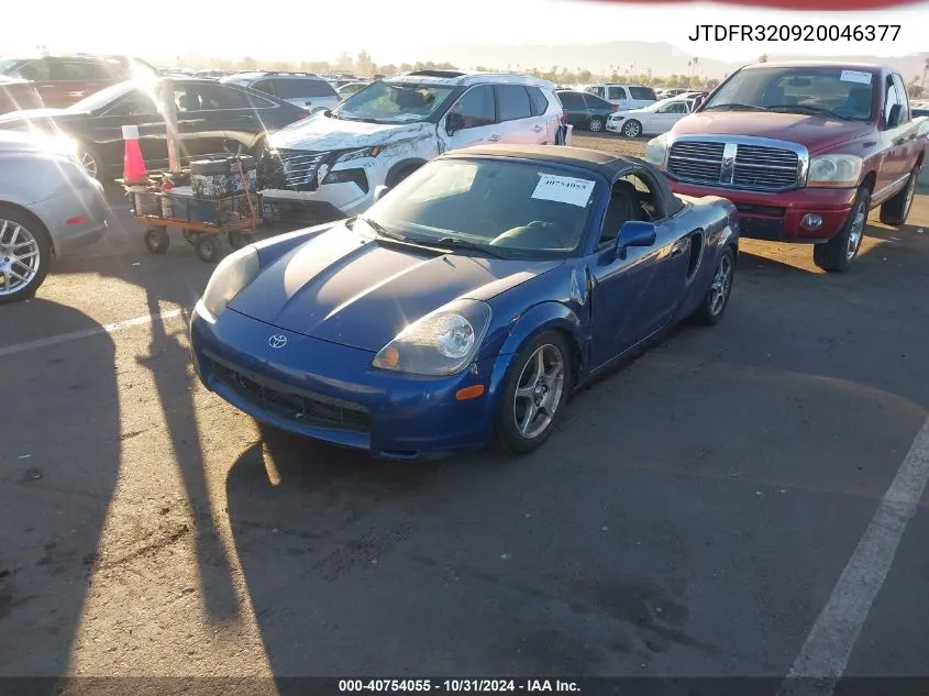 2002 Toyota Mr2 Spyder VIN: JTDFR320920046377 Lot: 40754055