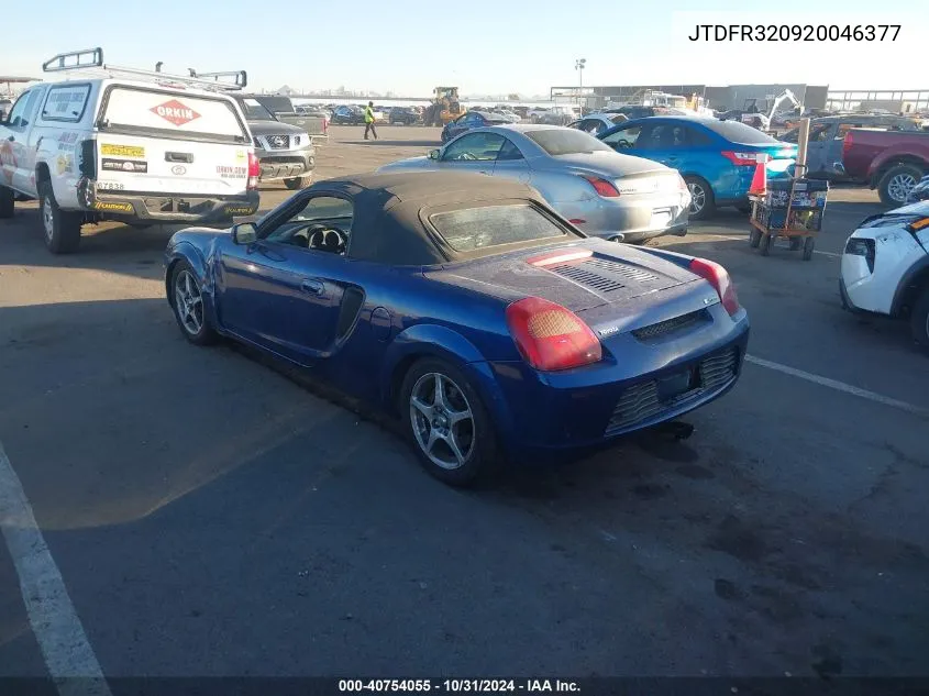 2002 Toyota Mr2 Spyder VIN: JTDFR320920046377 Lot: 40754055