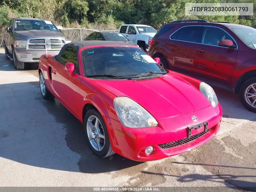 2003 Toyota Mr2 Spyder VIN: JTDFR320830061793 Lot: 40349555