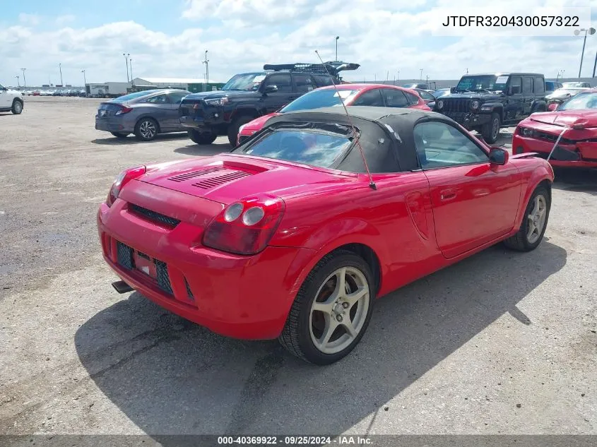 2003 Toyota Mr2 Spyder VIN: JTDFR320430057322 Lot: 40369922