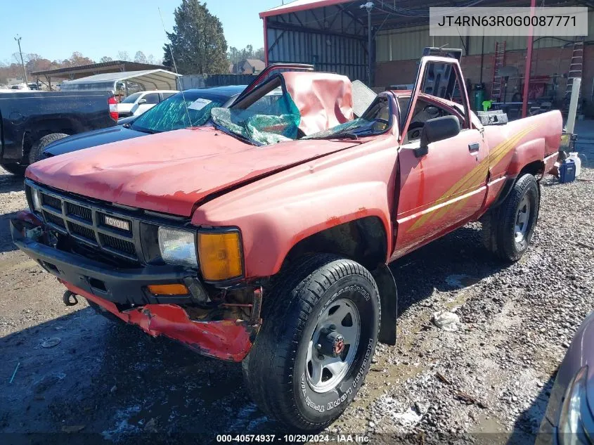 1986 Toyota Pickup Rn63 Std VIN: JT4RN63R0G0087771 Lot: 40574937