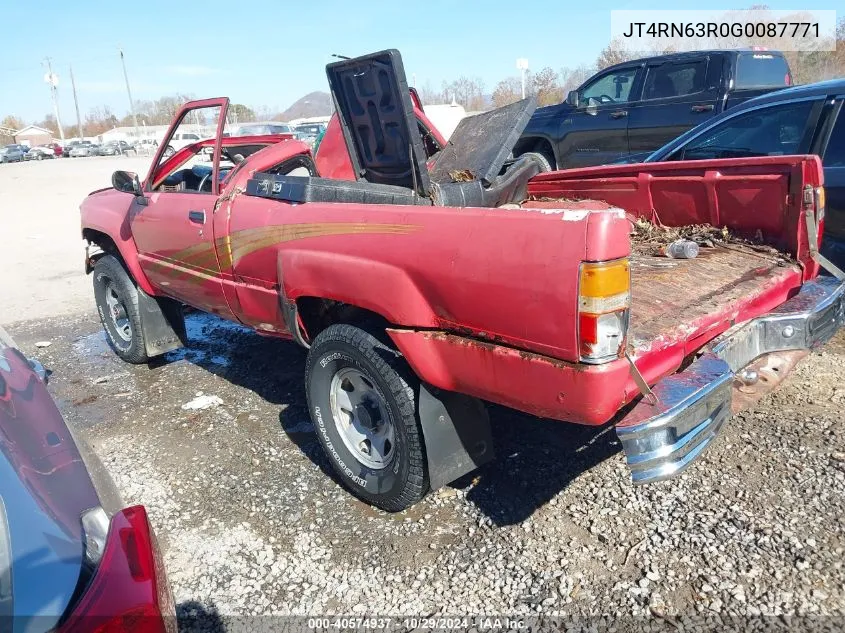 1986 Toyota Pickup Rn63 Std VIN: JT4RN63R0G0087771 Lot: 40574937