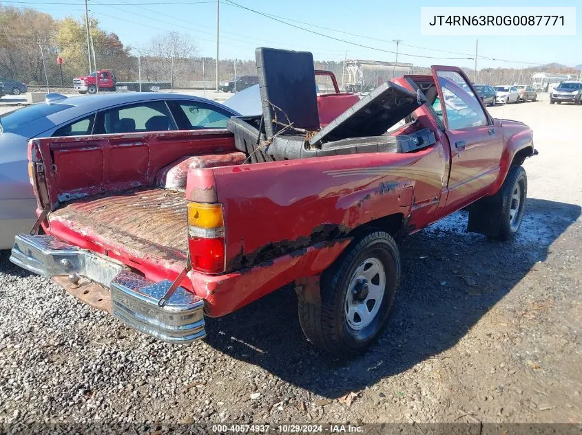 1986 Toyota Pickup Rn63 Std VIN: JT4RN63R0G0087771 Lot: 40574937