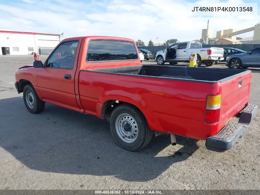 1989 Toyota Pickup 1/2 Ton Sht Wheelbase Dlx VIN: JT4RN81P4K0013548 Lot: 40536362