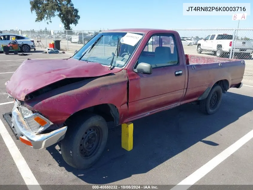 1989 Toyota Pickup 1/2 Ton Lng Wheelbase Dlx VIN: JT4RN82P6K0003716 Lot: 40550232